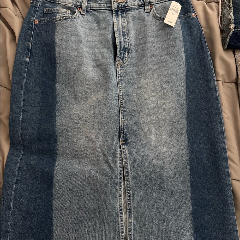 Gap-Denim Maxi Skirt with Contrast Panels